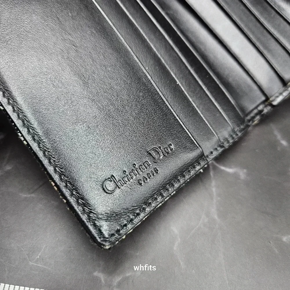 Christian Dior Trotter Canvas Trifold Wallet with dust bag and box.